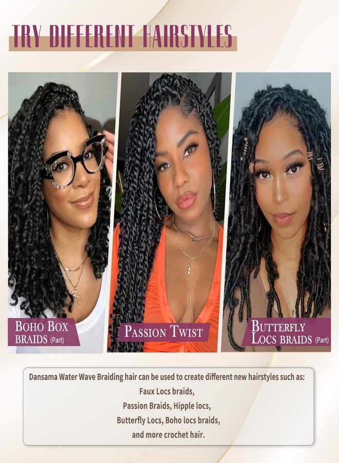 Dansama Passion Twist Hair Water Wave Braiding Hair for Butterfly Style Crochet Braids Bohemian Hair Extensions (18inch, T1B/BUG, Economy Pack) - Image 5